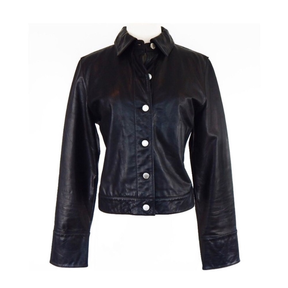 Banana Republic black leather Moto-style jacket, small